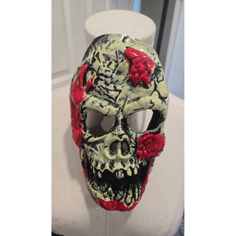 Kids Bloody Skull Halloween Mask Red White Black Plastic Costume Accessory